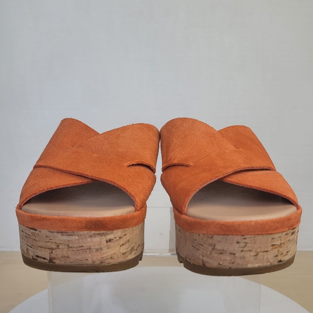 Sorel Cameron Desert Sun Gum Suede Boho Criss Cross Flatform Mule Sandal Sz 6 - Picture 14 of 17